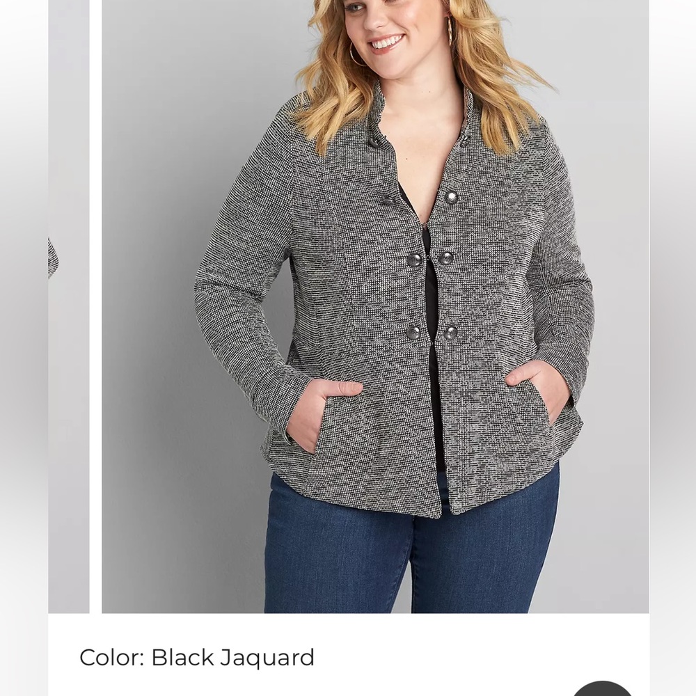 Lane Bryant Knit Tweed Military Jacket Size 14